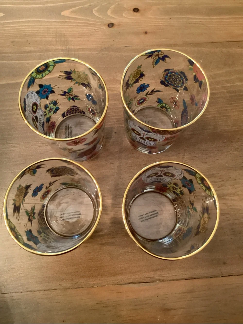 WILLIAMS SONOMA DIA DE LOS MUERTOS DAf OF THE DEAD GLASS TALL TUMBLERS SET OF 4